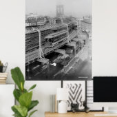 ヴィンテージブルックリンブリッジ鉄道写真(1910) ポスター (ホームオフィス)