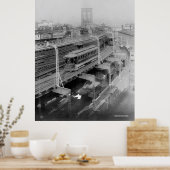 ヴィンテージブルックリンブリッジ鉄道写真(1910) ポスター (キッチン)