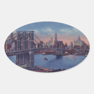 ヴィンテージブルックリンブリッジ 楕円形シール