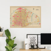 ヴィンテージブルックリンマップ | ジョージワシントンブロムリー ポスター (ホームオフィス)