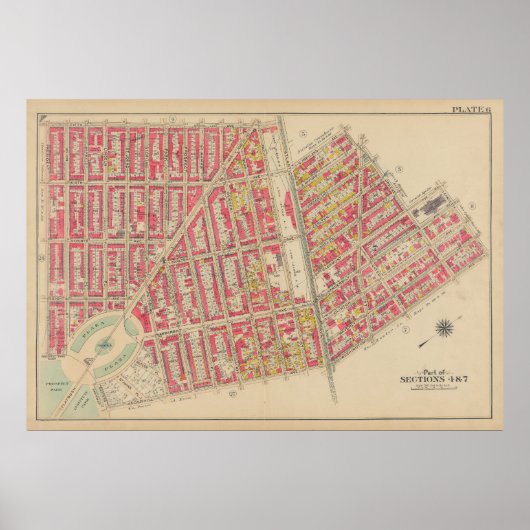 ヴィンテージブルックリンマップ | ジョージワシントンブロムリー ポスター (正面)