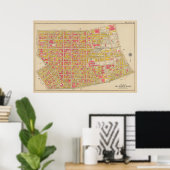 ヴィンテージブルックリンマップ | ジョージワシントンブロムリー ポスター (ホームオフィス)