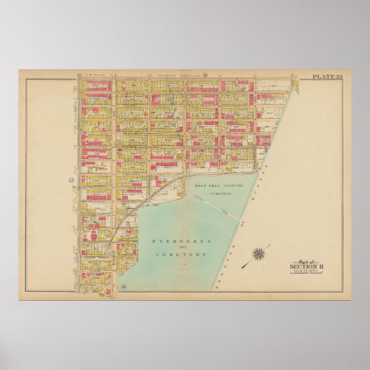 ヴィンテージブルックリンマップ | ジョージワシントンブロムリー ポスター (正面)