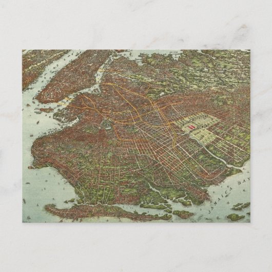 ヴィンテージブルックリンNYの地図(1908) ポストカード (正面)