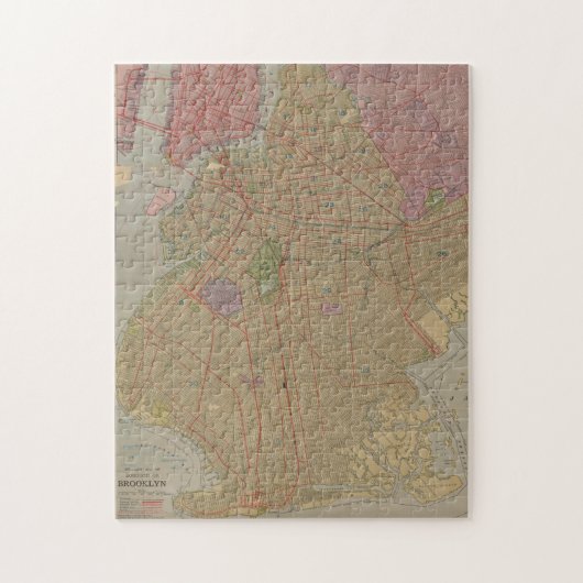 ヴィンテージブルックリンNYの地図（1911年） ジグソーパズル (縦)