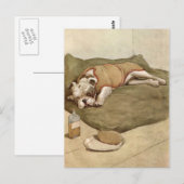 ヴィンテージブルドッグパピーイラストレーション ポストカード (正面/裏面)