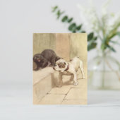 ヴィンテージブルドッグパピーイラストレーション ポストカード (スタンド正面)