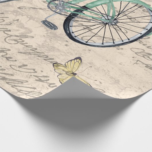 ヴィンテージブルドッグフローラ自転車エフェメラデクページ ラッピングペーパー (角)