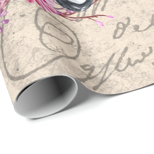 ヴィンテージブルドッグフローラ自転車エフェメラデクページ ラッピングペーパー (ロールコーナー)