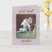 ヴィンテージブルドッグGet Well Card カード (黄色い花)