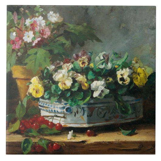 ヴィンテージブルネル – ヌヴィルパンシーズ&プリムローズ タイル (正面)