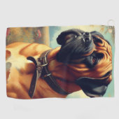 ヴィンテージブルマスティフ絵画ズ ゴルフタオル (横)