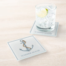 ヴィンテージブルーいかりロープ付パーソナライズされたき