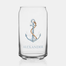 ヴィンテージブルーいかりロープ付パーソナライズされたき