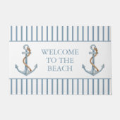 ヴィンテージブルーいかりロープ付パーソナライズされたき ドアマット (正面)