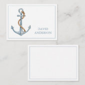 ヴィンテージブルーいかりロープ付パーソナライズされたき ノートカード (正面/裏面)