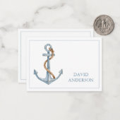 ヴィンテージブルーいかりロープ付パーソナライズされたき ノートカード (正面/裏面インサイチュ)