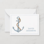 ヴィンテージブルーいかりロープ付パーソナライズされたき ノートカード (正面)