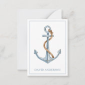 ヴィンテージブルーいかりロープ付パーソナライズされたき ノートカード (正面)