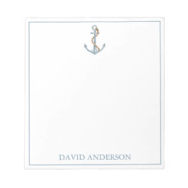 ヴィンテージブルーいかりロープ付パーソナライズされたき ノートパッド