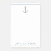 ヴィンテージブルーいかりロープ付パーソナライズされたき ポストイット (正面)