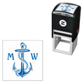 ヴィンテージブルーいかりロ航海のープ海モノグラムの セルフインキングスタンプ (インサイチュ)