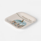 ヴィンテージブルーかわいらし秋のプレイドフローラカボチャ ペーパープレート (傾斜あり)