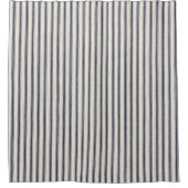 ヴィンテージブルーとオフの白いチクタクシャワーカーテン シャワーカーテン (正面)