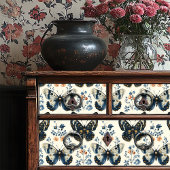 ヴィンテージブルーとクリームバタフライフローラの作成 薄葉紙