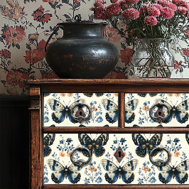 ヴィンテージブルーとクリームバタフライフローラの作成 薄葉紙