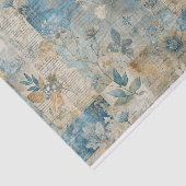 ヴィンテージブルーとセピアフローラコラージパターン#3 薄葉紙 (詳細)