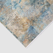 ヴィンテージブルーとセピアフローラコラージパターン#4 薄葉紙 (詳細)