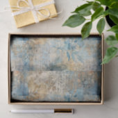 ヴィンテージブルーとセピアフローラコラージパターン#4 薄葉紙 (ギフト)