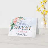 ヴィンテージブルーとピンクのフローラ甘い16ありがとう カード (黄色い花)