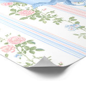 ヴィンテージブルーとピンクのフローラ赤ちゃんシャワーへようこそ ポスター (角)