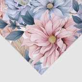 ヴィンテージブルーとピンクの庭の花 薄葉紙 (詳細)