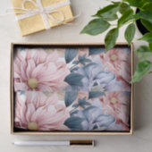 ヴィンテージブルーとピンクの庭の花 薄葉紙 (ギフト)