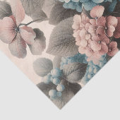 ヴィンテージブルーとピンクアジサイのデクページ 薄葉紙 (詳細)