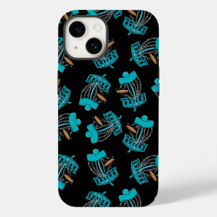 ヴィンテージブルーとブラックのシームレスパターンバスケット Case-Mate iPhone 14ケース