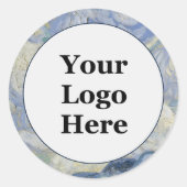 ヴィンテージブルーとホワイトビジネスここにロゴ ラウンドシール (正面)