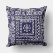 ヴィンテージブルーとホワイトモロッコパターン クッション (裏面)