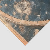 ヴィンテージブルーと金ゴールドの複半球の世界地図 薄葉紙 (詳細)