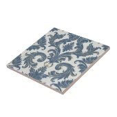 ヴィンテージブルーと金ゴールドバロックダマスク タイル (側面)