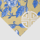 ヴィンテージブルーと金ゴールドフローラChinoiserie 薄葉紙 (詳細)