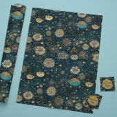 ヴィンテージブルーと金ゴールド花の分離組織 薄葉紙