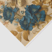 ヴィンテージブルーと金ゴールド蝶のデコパージュ 薄葉紙 (詳細)