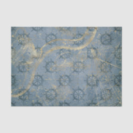 ヴィンテージブルーと金ゴールド 航海の 薄葉紙