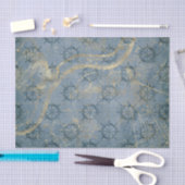 ヴィンテージブルーと金ゴールド 航海の 薄葉紙 (クラフト)