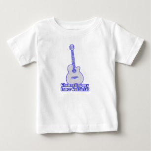 ヴィンテージブルーのギターとやる気を起こさせる引用文 ベビーTシャツ