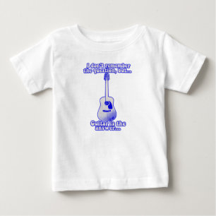 ヴィンテージブルーのギターと感動的引用文 ベビーTシャツ